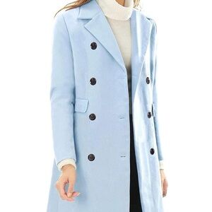 Women's Double-Breasted Light Blue Coat